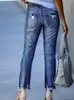 Women's Jeans 2023 Washed And Frayed Tassel Women Denim Europe America Slim Stretch Penetrating Pants