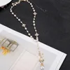 Chokers Korean Fashion Pearl Long Double Layer Pendant Necklace Sweater Chain Accessories 231127