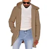 Vestes pour hommes mi-longueur hommes manteau ample épais chaud double boutonnage à capuche avec poches mi-longueur ajustement pour l'automne