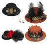 Beret Top Hat Gothic Feather Halloween Age Eve Akcesoria do włosów i gogle różane sprzętem