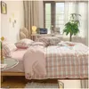 Beddengoedsets Nordic dekbedovertrek en laken 220X240 Quilt Fashion 150X200 Luxe set Zacht geruit beddengoed 230213 Drop Delivery Home Ga Dhtzg