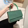 Abendtaschen Feine Mode Mini Strass Grün Kupplungen Für Frauen Klassische Einfache Griff Handtaschen Mit Silberkette Umhängetasche