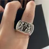 20144 Fashion Ring S925 Sterling Silver Angel Cross Flower Letter Handsome Personality Simple Couple European and American Finger Decoration