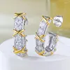 Dangle Earrings European And American S925 Silver Cross Colored Solid Gold Plated Full Diamond High End Luxury Earhooks
