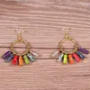 Pendientes colgantes bohemios para mujer, piedras naturales hechas a mano, chakras coloridos, cuentas de Color dorado, regalos