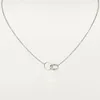 Ny klassisk design dubbel loop charms hänge kärlek halsband för kvinnor flickor 316l titanium stål bröllop smycken krage collier s7wd5#