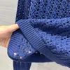 여자 스웨터 달콤한 크로 셰 뜨개질 중공 아웃 니트 짧은 디자인 가을 가을 얇은 풀오버 스웨터 O-Neck 긴 소매 캐주얼 니트웨어