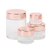 Frosted helder glazen pot Crèmefles Lege cosmetische container met roségouden deksel 5g 10g 15g 20g 30g 50g 100g Verpakkingsflessen Mdxmh