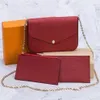 Ontwerpers Multi Pochette Felicie Accessories Handtas Echt lederen schouder Crossbody Bodemtasbasis 3 PCS Purse Bags246B