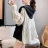 Cardigans Women's Autumn Winter Vintage Knitting Hoodie Långärmad avslappnad Cardigan Female Patchwork Office Ladies Sweaters A37