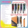 Original QST Puff Flex 2800 Puff E Cigarettes 8.5ml Mesh Coil 0% 2% 3% 5% Level 850mAh Bettery 25 Flavors Disposable Vape Pen Puffs