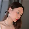 Ear Cuff Long Dangle örhängen för kvinnor Fashion Simulated Pearl Tassel Drop Earring Vintage Gold Color Brincos Jewelry 230426