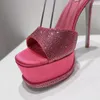 Anastasia Crystal Pearl platform sandalen 130 mm strass hakken sandalen Rene Caovilla Cleo Designers Ankle dames sandaal met hoge hakken Stilettohak Avondschoenen