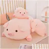 Bambole di peluche 40/50/60 / 80Cm Squish Pig bambola di pezza sdraiata peluche piggy giocattolo animale morbido peluche cuscino cuscino bambini bambino regalo confortante 2 Dhcap