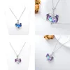 Pendant Necklaces Necklace For Women Exquisite Blue Purple Crystal Cute Jewelry Ornament Dropship