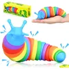 Decompression Toy Fidget Slug 3D Articated Toy Rainbow Wiggle Caterpillar Sensory Worm Relief For Toddler Baby Kids Boys Girl Drop Del Dhzcf