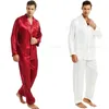 Pijamas masculinos de cetim de seda conjunto de pijama pijama conjunto pjs conjunto sleepwear loungewear s m l xl 2xl 3xl 4xl _ presentes perfeitos 231127