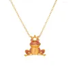 Chaînes grenouille couleur or rose cristal charme déclaration colliers pendentif bijoux animaux pour femmes Vintage Boho collier