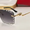 Designer de mode de luxe pour hommes et femmes Panther de Carti lunettes de soleil carrées lentilles dégradées sans cadre avec motif coupé Oculos de sol tête et jambes de léopard en métal CT012IO
