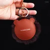 Portachiavi TODOX Portachiavi Car Ring Lucky Lion Animal PU Leather Round Fashion Women Bag Pendant 4colors Gift Man