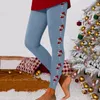 Leggings pour femmes Verre à vin imprimé pour femmes Entraînement de Noël Imprimer Color Block Pantalon de yoga Doux Extensible