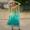 Women's Swimwear Peacock Positioning Printed Beach Cotton Cover Up Loose Holiday Dress Bikini 11 Colors