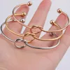 Trendy Simple Creativity Open Knotted Cuff Bracelet For Charm Woman Elegant Rose Gold Color Delicacy Jewelry Gifts