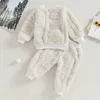 Kläderuppsättningar söta småbarn Baby Boys Plush Pants Tracksuits Set Winter Furry Bear Långärmad tröja Sweatpants Spädbarn Tjockade kläder