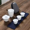 Teaware Sets White Ceramic Teapot Gaiwan With 3 Cups 4 Tea Portable Travel Drinkware