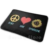 Mattor Sunflower Peace Sign Love Sunshine Vintage Hippie 60s 70s Protective Fabric Carpet Mat Rug Cushion Soft Non -slip