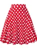 Rock 2022 Sommer Midi Rock Runway Vintage Rockabilly Sommerkleid Rot Damen Sexy Pinup 50er Jahre Baumwolle Polka Dot Muster Skater Streetwear