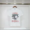 T-shirt da uomo 23SS Cotton Double Yarn Casablanc Camicia stampata all'inizio della primavera Uomo donna oversize di alta qualità