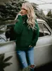 Suéteres femininos 2022 mulheres pulôver grosso outono inverno roupas quentes de malha oversized suéter de gola alta para mulheres tops verdes mulher jumper zln231127