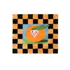 Carpets Cute Tufting Grids Bedside Rug Fluffy Cartoon Orange Carpet Bathroom Floor Pad Kids Room Mat Bedroom Doormat Home Warm Decor