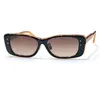 Sunglasses 2023 Retro Rectangular Female Luxury High Quality Simple Small Frame Design Ladies Bright