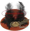 Beret Top Hat Gothic Feather Halloween Age Eve Akcesoria do włosów i gogle różane sprzętem