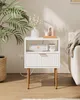 Aobafuir Nightstand with Charging Station, Dressing Table for Bedroom, Small Side Table with Drawer, Bedside Furniture, Nightstand, Bedroom, Living Room