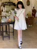 Повседневные платья летние рукавицы лолита каваи платье женщины сексуальная винтажная вечеринка мини -женщина -мода элегантная солнца 2023