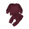 Set di abbigliamento 2 pezzi carino volant neonato neonata outfit set manica lunga in cotone top + pantaloni autunno inverno casual set per bambini ragazze