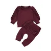 Ensembles de vêtements 2 pièces mignon à volants nouveau-né bébé filles tenue ensemble à manches longues coton hauts + pantalon automne hiver ensemble décontracté pour enfants filles R231127