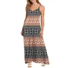 Casual Dresses 2023 Senaste sommarmode Kvinnors V-hals Slip Maxi Loose Sexig Spaghetti Strap Sundress Polynesian Tribal Clothing Print