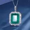 Hängen Vintage 16 20mm Emerald Sapphire Paraiba Tourmaline Pendant Necklace For Women Gemstone Lab Diamond Cocktail Party Fine Jewelry