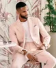 Herrpolos rosa bröllop smala passform för män 2023 smoking tuxedos terno masculino prom brudgum anpassade gjorda 2 stycken blazer uppsättningar dräkt homme 230426