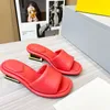 Vrouwen slippers modeontwerper sliders open teen echte lederen metalen dikke hakken zomer sandalen EU 35-42 met doos