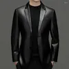 Men's Suits 2024 Autumn And Winter Business Slimming Trend Italian Style Fashion Solid Color Leisure Leather Cotton Sheepskin Coat