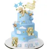 Inne imprezy imprezowe zapasy baby shower ciasto topper boy bohater ciasto toppers mini niedźwiedź dekoracje ciasta złotą białą perłową piłkę dla chłopca baby shower urodzin 231127