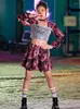 Stage Wear Fashion Ballroom Hip Hop Dance Abbigliamento per ragazze Gonne a maniche lunghe per bambini Suit Kids Jazz Performance DN15185