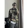 Women's Hoodies Vintage Hip Hop Camouflage Sweatshirts Graffiti Crewneck Long Sleeves American Trend Tops Cool Streetwear Women