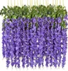 Decorative Flowers Wreaths 12 Pack Artificial Wisteria Vine Fake Hanging Garland Silk Long Bush String Home Party Weddin3549478