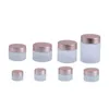 Frosted Clear Glass Jar Cream Bottle Cosmetic Container med Rose Gold Lid 5G 10G 15G 20G 30G 50G 100G Packing -flaskor Pwanh